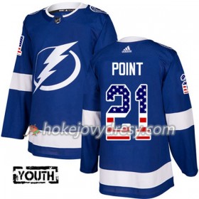 Dětské Hokejový Dres Tampa Bay Lightning Brayden Point 21 2017-2018 USA Flag Fashion Modrá Adidas Authentic